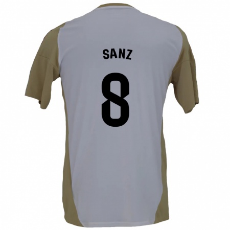 Kandiny Kinder Álvaro Sanz #8 Braunweiß Auswärtstrikot Trikot 2024/25 T-Shirt