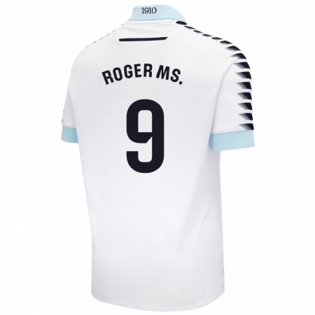 Kandiny Kinder Roger Martí #9 Weiß Blau Auswärtstrikot Trikot 2024/25 T-Shirt