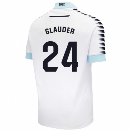 Kandiny Kinder Cristian Glauder #24 Weiß Blau Auswärtstrikot Trikot 2024/25 T-Shirt