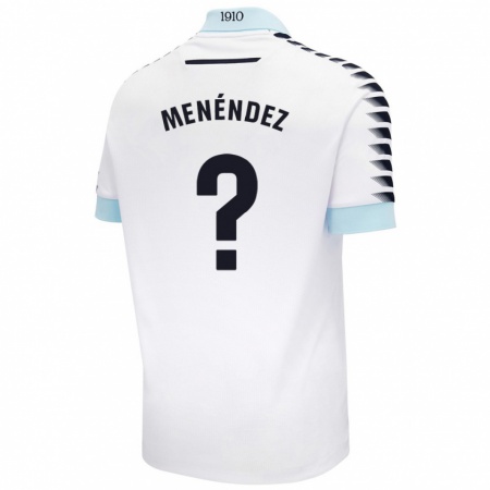 Kandiny Kinder Jaime Menéndez #0 Weiß Blau Auswärtstrikot Trikot 2024/25 T-Shirt