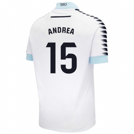 Kandiny Kinder Andrea Sánchez Moreno #15 Weiß Blau Auswärtstrikot Trikot 2024/25 T-Shirt