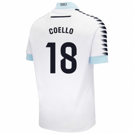 Kandiny Kinder María Del Carmen Coello Vidal #18 Weiß Blau Auswärtstrikot Trikot 2024/25 T-Shirt