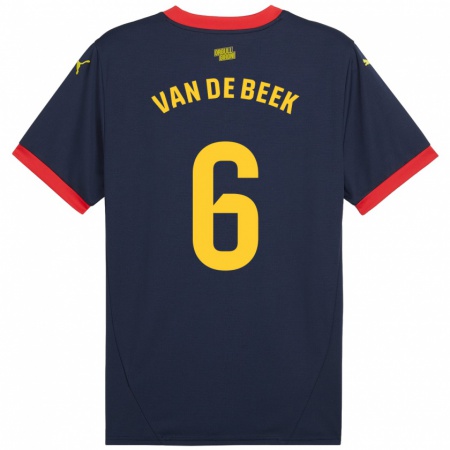 Kandiny Kinder Donny Van De Beek #6 Marinerot Auswärtstrikot Trikot 2024/25 T-Shirt