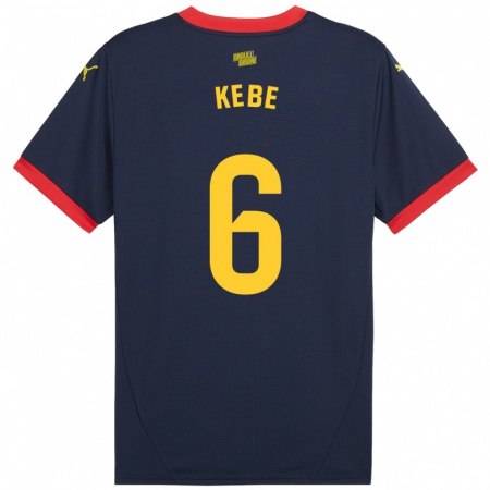 Kandiny Kinder Ibrahima Kébé #6 Marinerot Auswärtstrikot Trikot 2024/25 T-Shirt