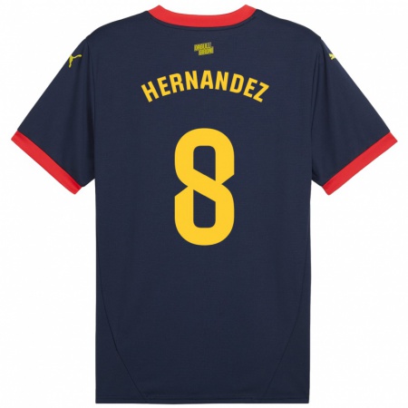 Kandiny Kinder Sofia Hernández #8 Marinerot Auswärtstrikot Trikot 2024/25 T-Shirt