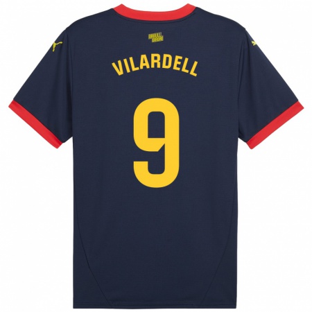 Kandiny Kinder Júlia Vilardell #9 Marinerot Auswärtstrikot Trikot 2024/25 T-Shirt