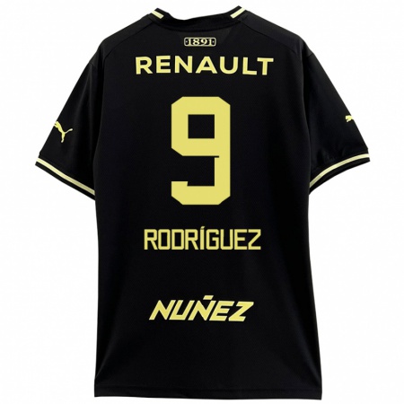 Kandiny Kinder Agustín Rodríguez #9 Schwarz Gelb Auswärtstrikot Trikot 2024/25 T-Shirt