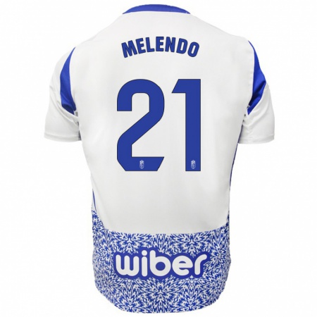 Kandiny Kinder Óscar Melendo #21 Weiß Blau Auswärtstrikot Trikot 2024/25 T-Shirt