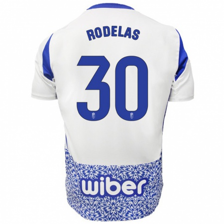 Kandiny Kinder Sergio Rodelas #30 Weiß Blau Auswärtstrikot Trikot 2024/25 T-Shirt