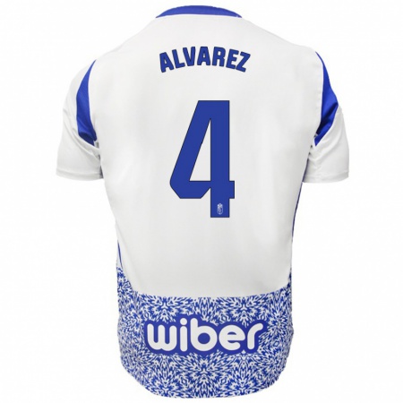 Kandiny Kinder Isabel Álvarez #4 Weiß Blau Auswärtstrikot Trikot 2024/25 T-Shirt