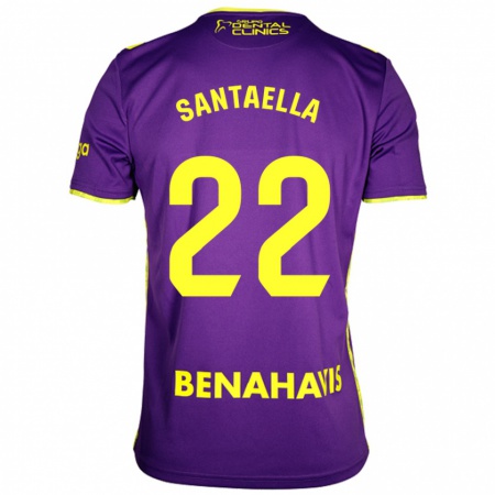 Kandiny Kinder Miguel Ángel Santaella #22 Lila Gelb Auswärtstrikot Trikot 2024/25 T-Shirt