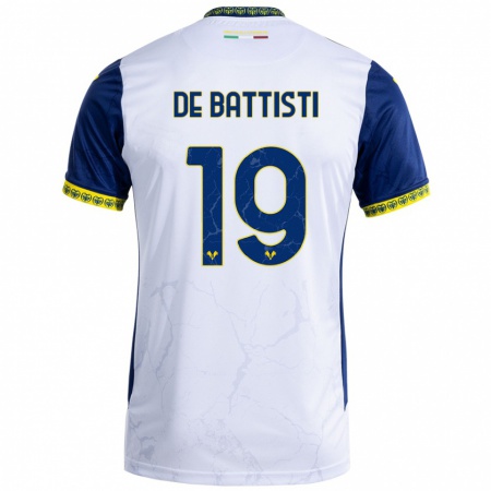 Kandiny Kinder Davide De Battisti #19 Weiß Blau Auswärtstrikot Trikot 2024/25 T-Shirt