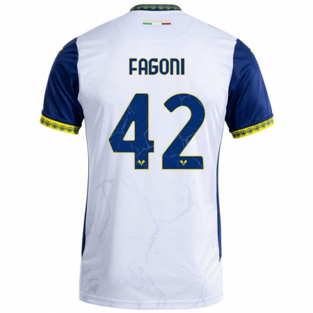 Kandiny Kinder Marco Fagoni #42 Weiß Blau Auswärtstrikot Trikot 2024/25 T-Shirt