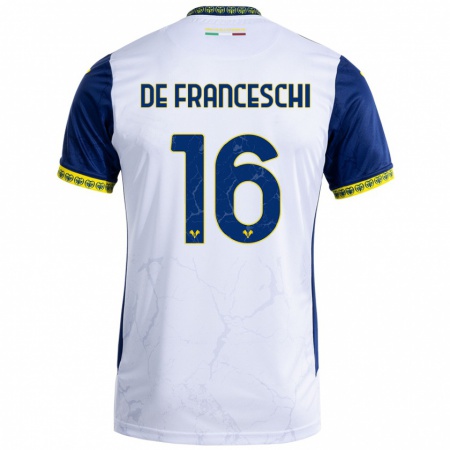 Kandiny Kinder Edoardo De Franceschi #16 Weiß Blau Auswärtstrikot Trikot 2024/25 T-Shirt