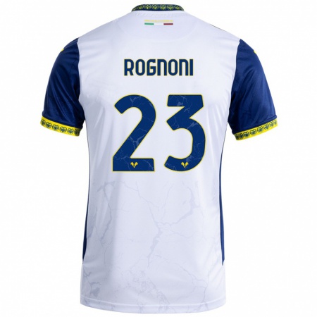 Kandiny Kinder Alessia Rognoni #23 Weiß Blau Auswärtstrikot Trikot 2024/25 T-Shirt