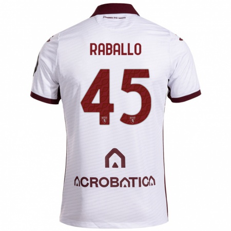 Kandiny Kinder Alessio Raballo #45 Weiß Kastanienbraun Auswärtstrikot Trikot 2024/25 T-Shirt