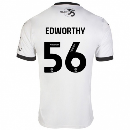 Kandiny Kinder Kieran Edworthy #56 Weiß Schwarz Auswärtstrikot Trikot 2024/25 T-Shirt