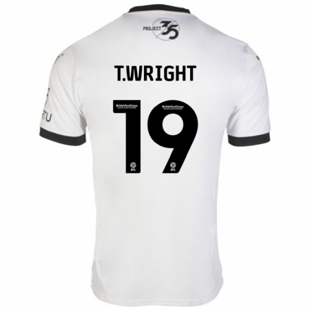 Kandiny Kinder Tyreik Wright #19 Weiß Schwarz Auswärtstrikot Trikot 2024/25 T-Shirt