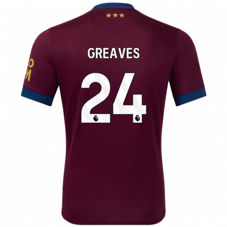 Kandiny Kinder Jacob Greaves #24 Braun Auswärtstrikot Trikot 2024/25 T-Shirt