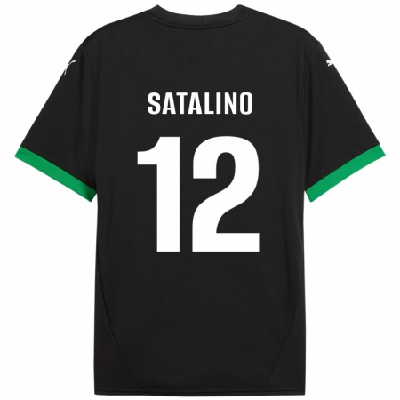 Kandiny Herren Giacomo Satalino #12 Schwarz Dunkelgrün Heimtrikot Trikot 2024/25 T-Shirt