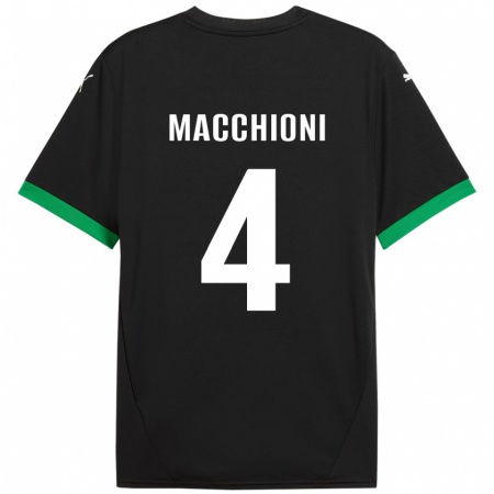 Kandiny Herren Tommaso Macchioni #4 Schwarz Dunkelgrün Heimtrikot Trikot 2024/25 T-Shirt