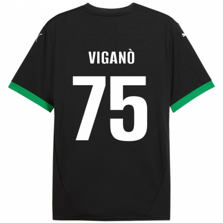 Kandiny Herren Lorenzo Viganò #75 Schwarz Dunkelgrün Heimtrikot Trikot 2024/25 T-Shirt