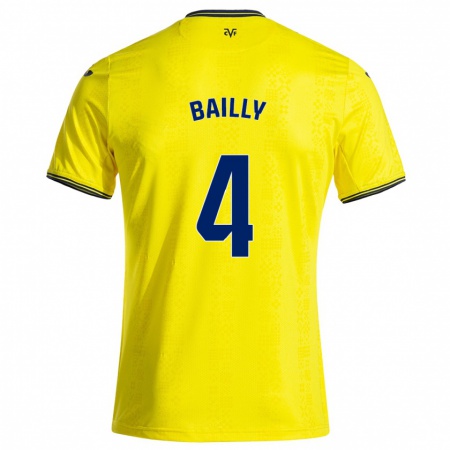 Kandiny Herren Eric Bailly #4 Gelb Schwarz Heimtrikot Trikot 2024/25 T-Shirt