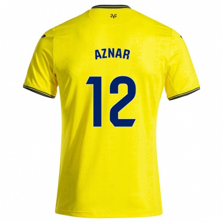 Kandiny Herren Javi Aznar #12 Gelb Schwarz Heimtrikot Trikot 2024/25 T-Shirt