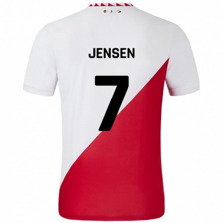 Kandiny Herren Victor Jensen #7 Weiß Rot Heimtrikot Trikot 2024/25 T-Shirt