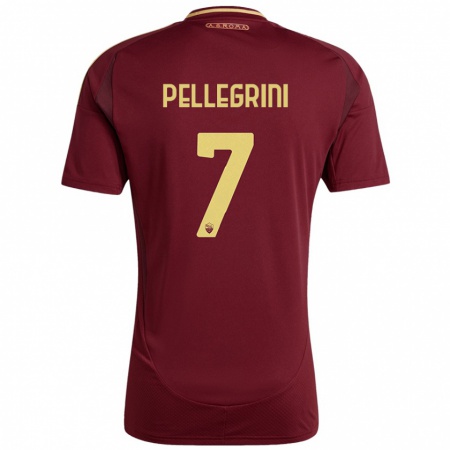 Kandiny Herren Lorenzo Pellegrini #7 Rot Braun Gold Heimtrikot Trikot 2024/25 T-Shirt