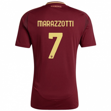 Kandiny Herren Fabrizio Marazzotti #7 Rot Braun Gold Heimtrikot Trikot 2024/25 T-Shirt