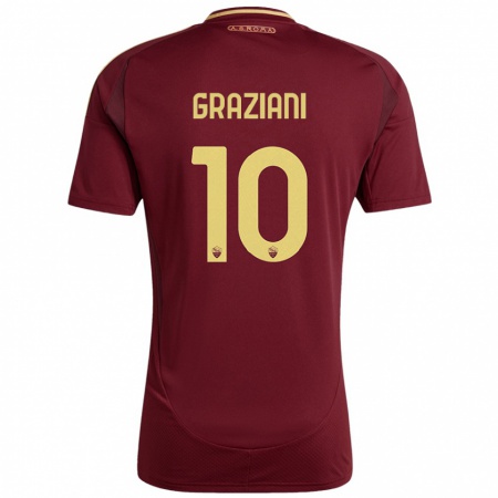 Kandiny Herren Leonardo Graziani #10 Rot Braun Gold Heimtrikot Trikot 2024/25 T-Shirt