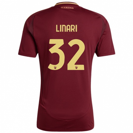 Kandiny Herren Elena Linari #32 Rot Braun Gold Heimtrikot Trikot 2024/25 T-Shirt