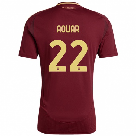 Kandiny Herren Houssem Aouar #22 Rot Braun Gold Heimtrikot Trikot 2024/25 T-Shirt