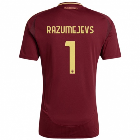 Kandiny Herren Vladislavs Razumejevs #1 Rot Braun Gold Heimtrikot Trikot 2024/25 T-Shirt