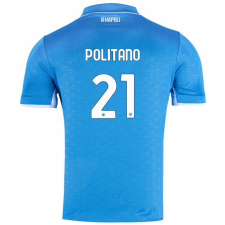 Kandiny Herren Matteo Politano #21 Himmelblau Heimtrikot Trikot 2024/25 T-Shirt