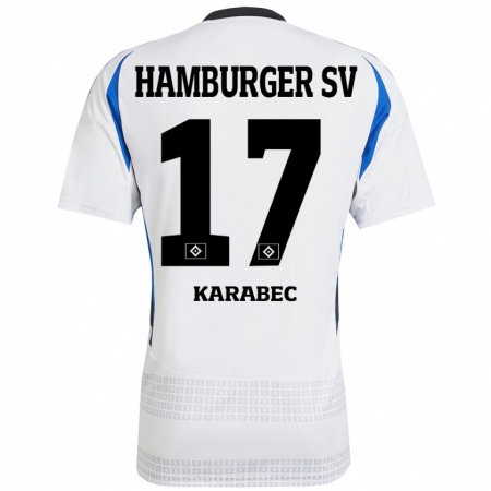 Kandiny Herren Adam Karabec #17 Weiß Blau Heimtrikot Trikot 2024/25 T-Shirt