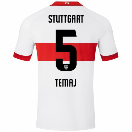 Kandiny Herren Laureta Temaj #5 Weiß Rot Heimtrikot Trikot 2024/25 T-Shirt