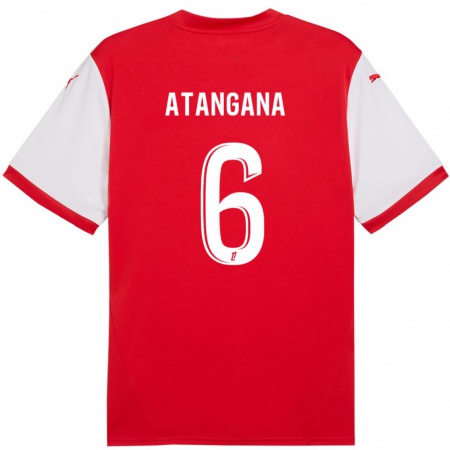 Kandiny Herren Valentin Atangana #6 Rot Weiß Heimtrikot Trikot 2024/25 T-Shirt