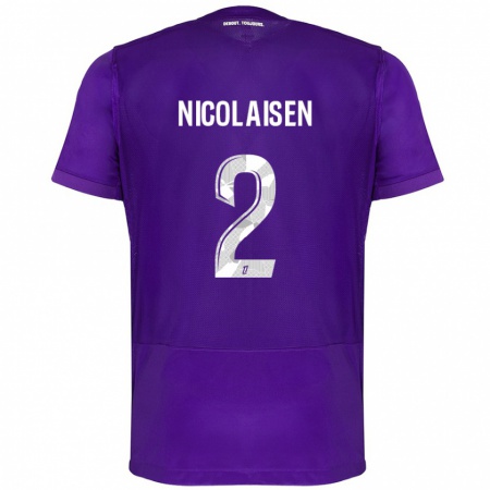 Kandiny Herren Rasmus Nicolaisen #2 Violett Weiß Heimtrikot Trikot 2024/25 T-Shirt