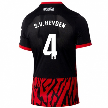 Kandiny Herren Siebe Van Der Heyden #4 Schwarz Rot Heimtrikot Trikot 2024/25 T-Shirt