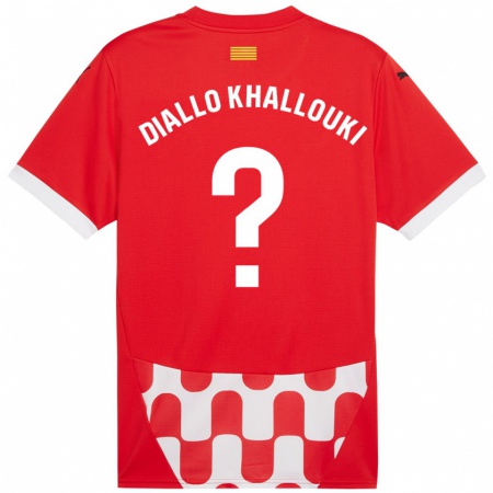 Kandiny Herren Siaka Diallo Khallouki #0 Rot Weiß Heimtrikot Trikot 2024/25 T-Shirt