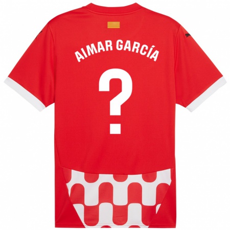 Kandiny Herren Aimar García #0 Rot Weiß Heimtrikot Trikot 2024/25 T-Shirt