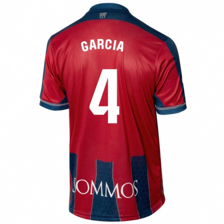 Kandiny Herren Nacho García #4 Rot Blau Heimtrikot Trikot 2024/25 T-Shirt