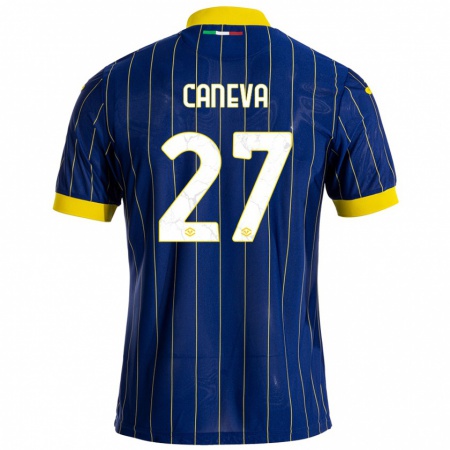 Kandiny Herren Elia Caneva #27 Blau Gelb Heimtrikot Trikot 2024/25 T-Shirt