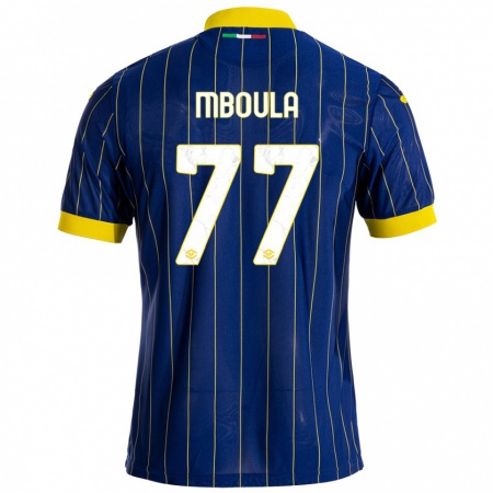 Kandiny Herren Jordi Mboula #77 Blau Gelb Heimtrikot Trikot 2024/25 T-Shirt