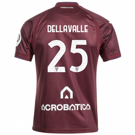 Kandiny Herren Alessandro Dellavalle #25 Kastanienbraun Weiß Heimtrikot Trikot 2024/25 T-Shirt