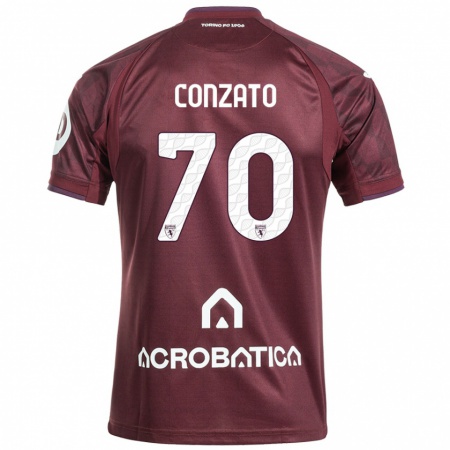 Kandiny Herren Filippo Conzato #70 Kastanienbraun Weiß Heimtrikot Trikot 2024/25 T-Shirt