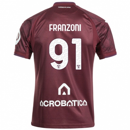 Kandiny Herren Nicolò Franzoni #91 Kastanienbraun Weiß Heimtrikot Trikot 2024/25 T-Shirt