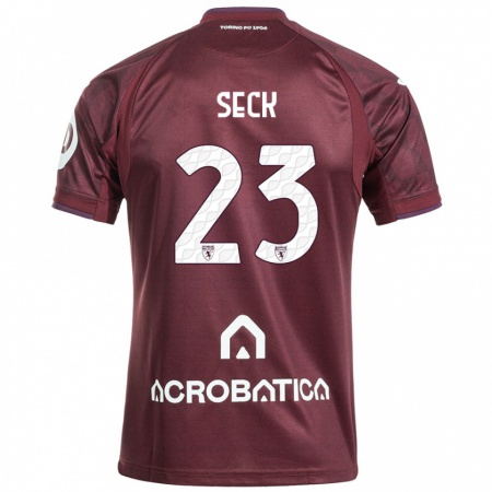 Kandiny Herren Demba Seck #23 Kastanienbraun Weiß Heimtrikot Trikot 2024/25 T-Shirt